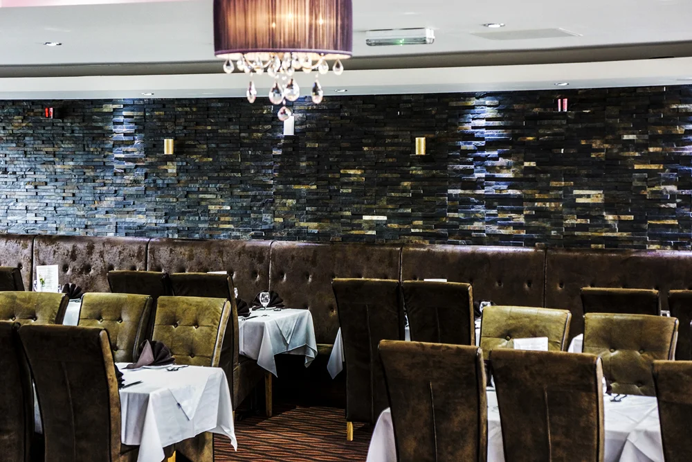 The warm contemporary dining room at Bombay 8
